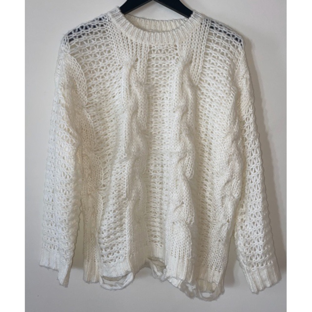 White Distressed sweater